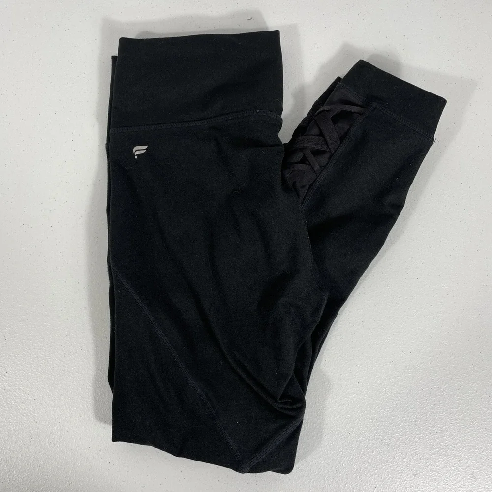 Fabletics Leggings Women's Size‎ XS Black Powerhold Stretch Athleisure Laced